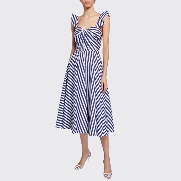 Jason Wu Knotted Striped Poplin Midi Dress